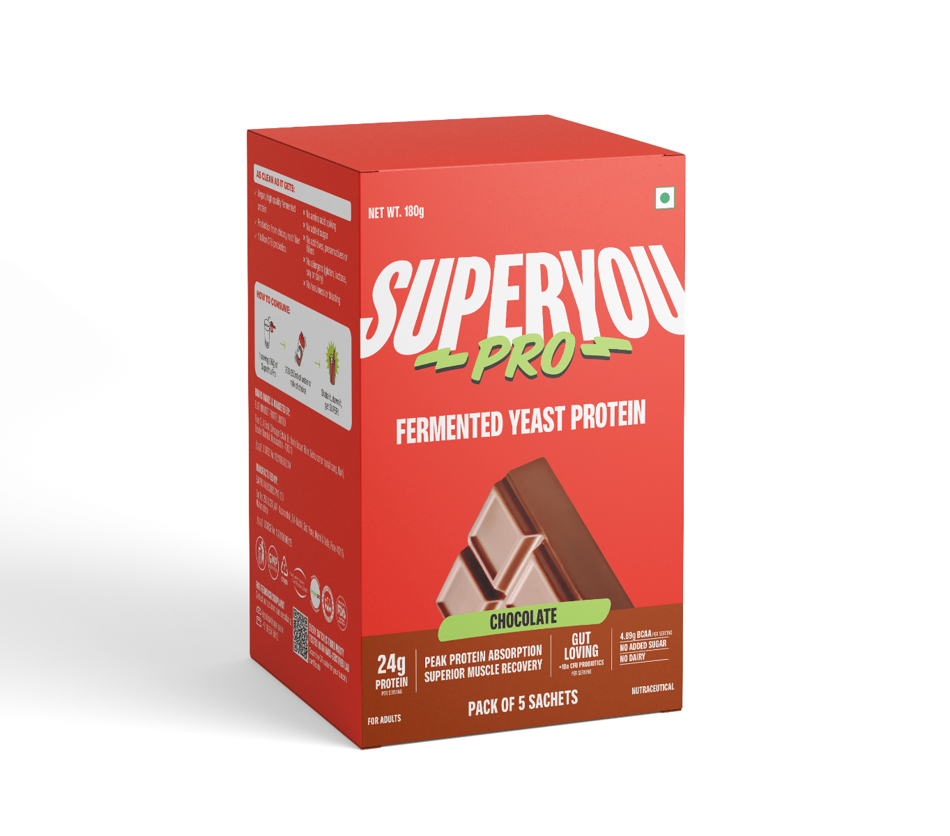 

Superyou Pro Fermented Yeast Protein(Pack of 5) | 24g Protein| Chocolate | Peak Absorption | Superior Muscle Recovery | Gut Friendly + 1Bn CFU Prob...