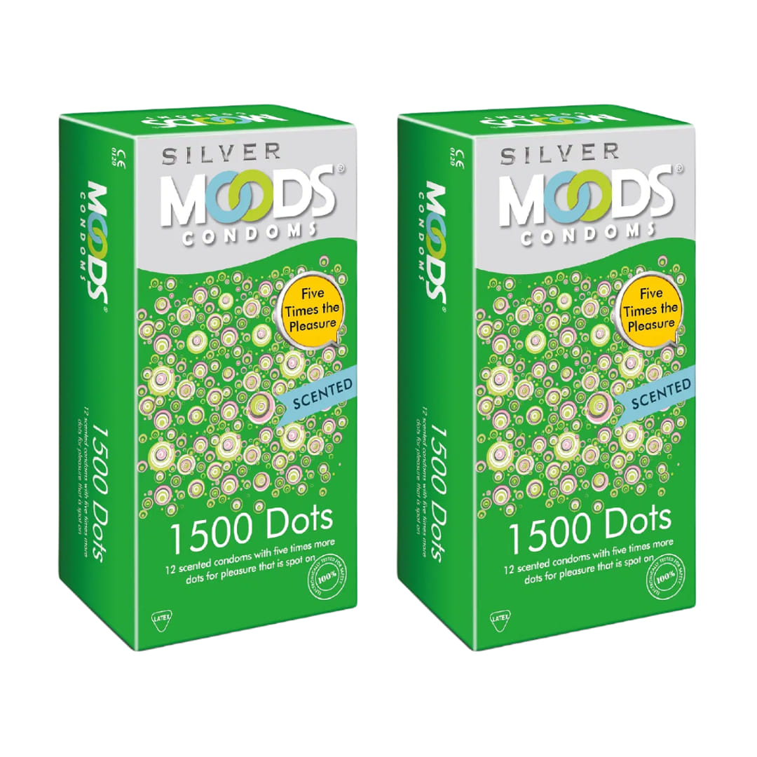 MOODS Silver 1500 dots 12s Condoms - Pack of 2
