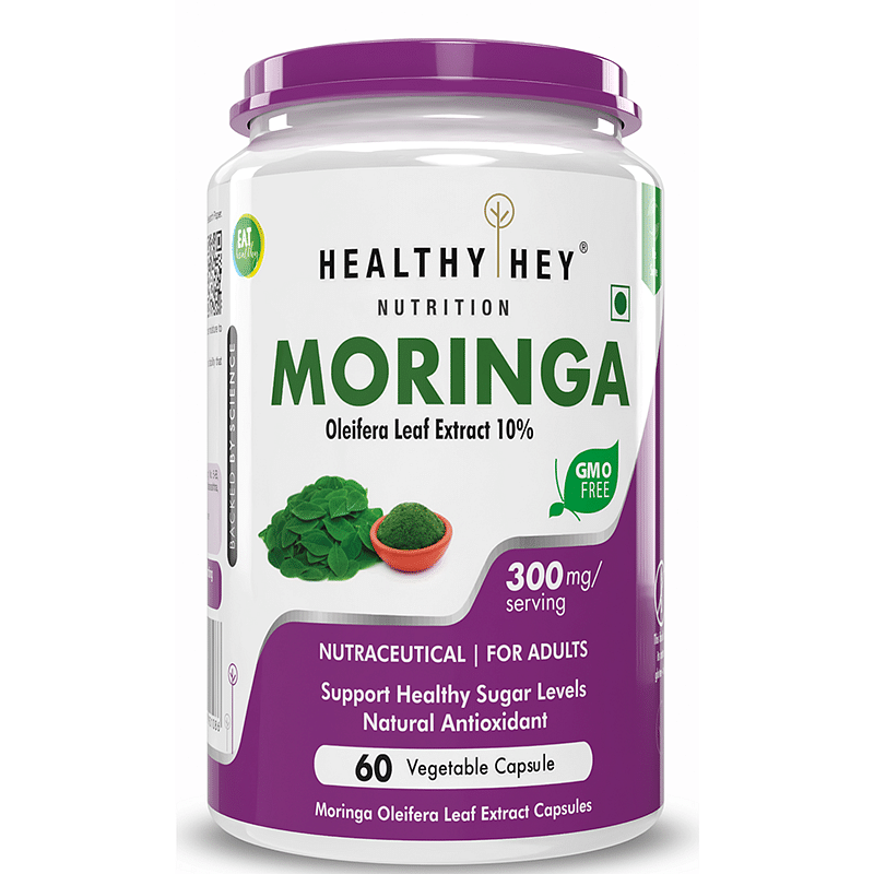 

HealthyHey Moringa Extract 10:1 - Olifeira Leaf - Miracle Tree - 60 Veg Capsules (Pack of 1)