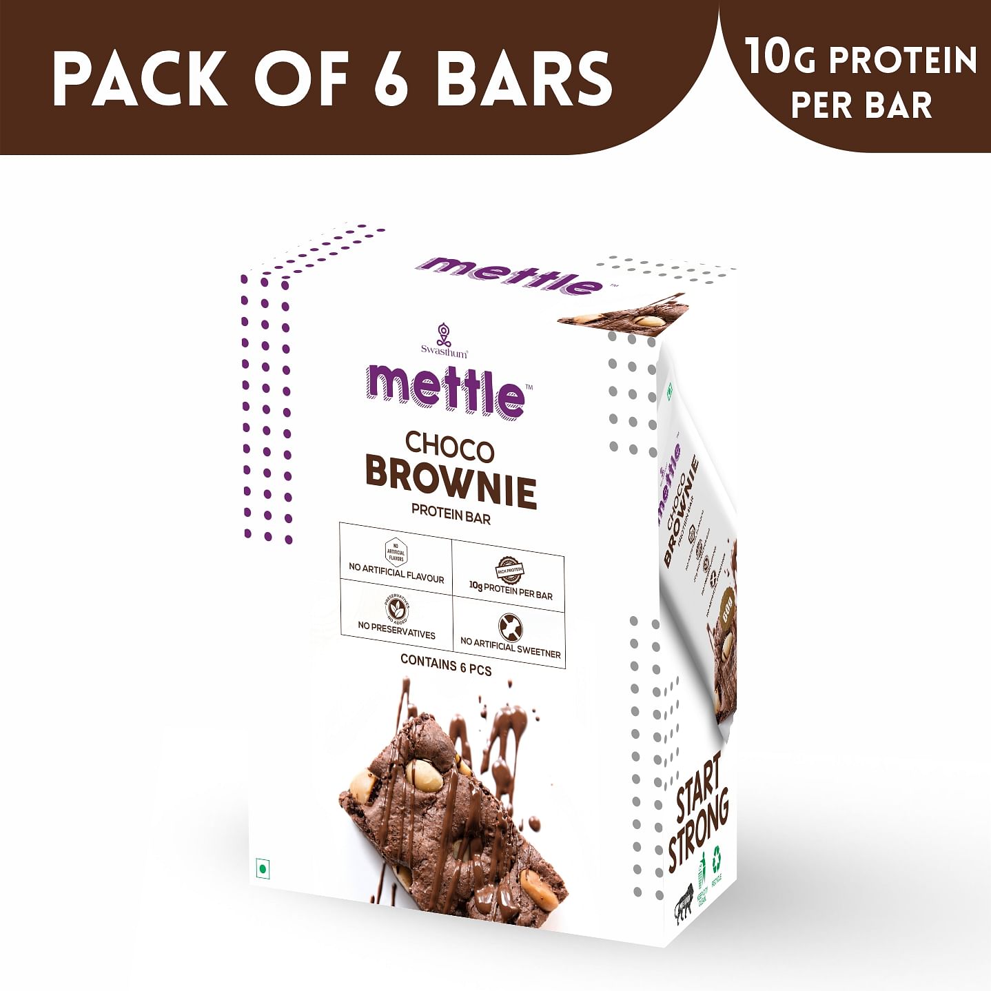 

Getmymettle Protein Bar 30g Pack of 6 Choco Brownie 180g