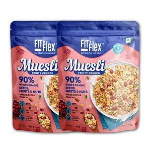 Fit And Flex Baked Muesli Breakfast Cereal - Fruity Crunch 450g (Pack Of 2)