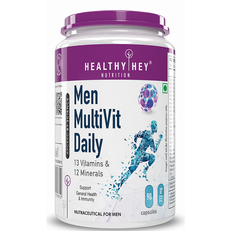 

HealthyHey Nutrition Multi Vitamin for Men - Multi-Vit Daily - 13 Vitamins & 10 Minerals - Vegan - 90 Capsules (90)