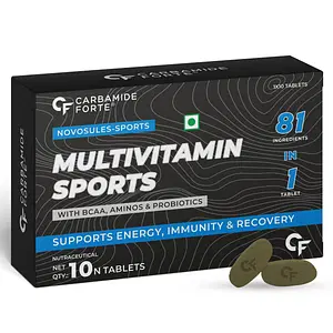 Carbamide Forte Multivitamin for Sports Tablets for Men & Women with BCAA, Amino Acids, Probiotics & Antioxidants - 81 Ingredients - 10 Tablets