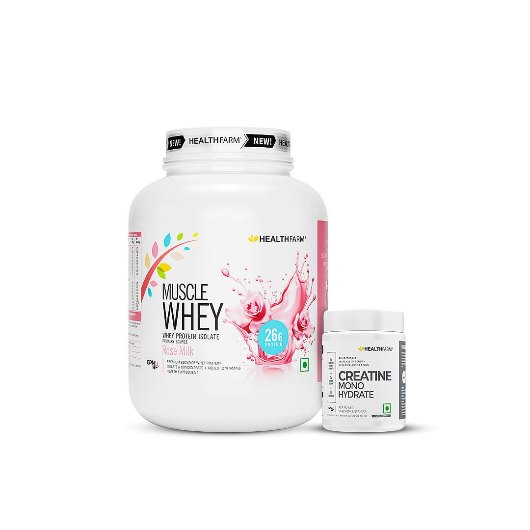 

Healthfarm Muscle whey Rose Milk 2kg + Creatine 100gms Combo