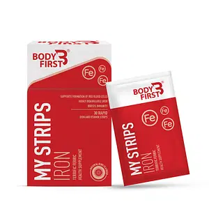 BodyFirst My Strips - Iron - Supports Formation Of Red Blood Cells & Boosts Immunity, 30 strips, Kiwi Flavour