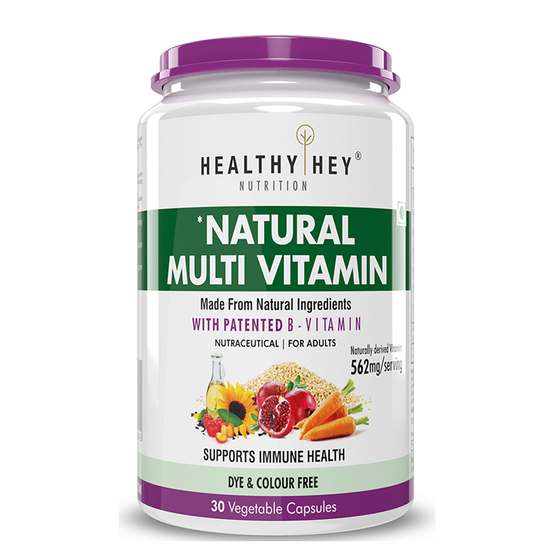 

HealthyHey Nutrition 100% Natural Multivitamin from Natural Ingredients & Patented Vitamin B - For Men & Women - 30 Veg. Capsules