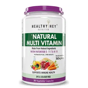 HealthyHey Nutrition 100% Natural Multivitamin from Natural Ingredients & Patented Vitamin B - For Men & Women - 30 Veg. Capsules