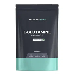 Nutrabay Pure L-Glutamine Powder, Amino Acid - Post Workout Supplement for Muscle Growth & Recovery - 150g, Unflavoured