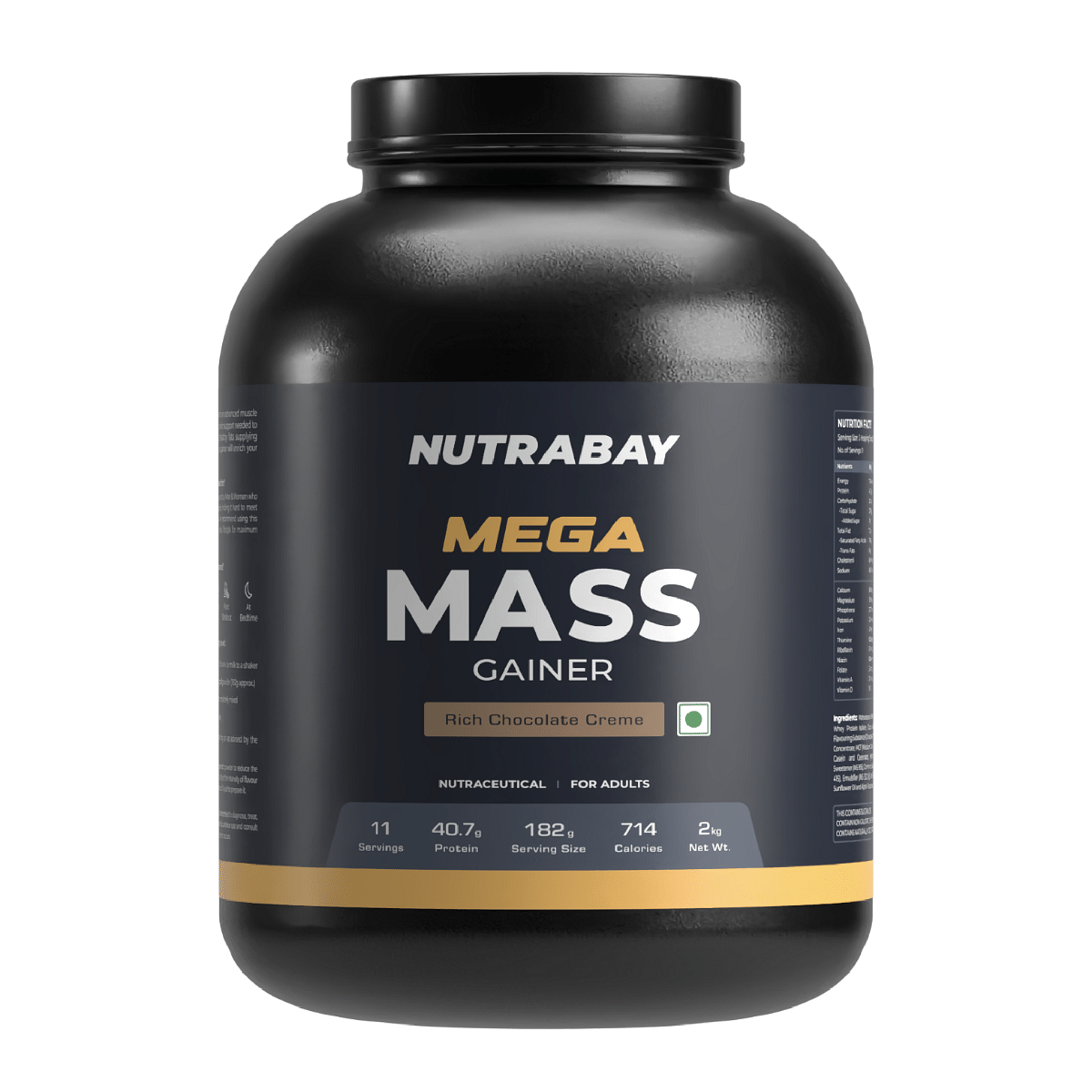 

Nutrabay Gold Mega Mass Gainer Protein Supplement Powder - Complex Carbs to Protein Blend (3:1), 40g Protein, 714 Caloreis, 7.8g BCAAs, Easy Digest...