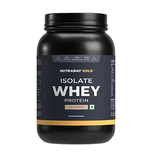 Nutrabay Gold 100% Whey Protein Isolate with Digestive Enzymes & Vitamin Minerals, 26g Protein | Protein Powder for Muscle Support & Recovery - Cold Coffee, 1 kg