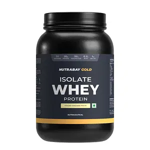 Nutrabay Gold 100% Whey Protein Isolate with Digestive Enzymes & Vitamin Minerals, 26g Protein | Protein Powder for Muscle Support & Recovery - Kesar Badam Pista, 1 kg