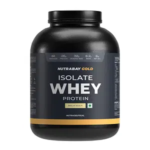 Nutrabay Gold 100% Whey Protein Isolate with Digestive Enzymes & Vitamin Minerals, 26g Protein | Protein Powder for Muscle Support & Recovery - Malai Kulfi, 2 kg