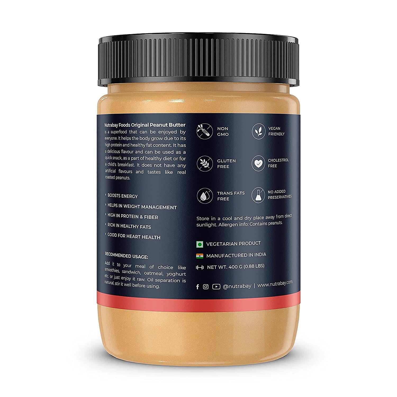 Nutrabay Foods Original Peanut Butter (Creamy) | 100% Roasted Peanuts ...