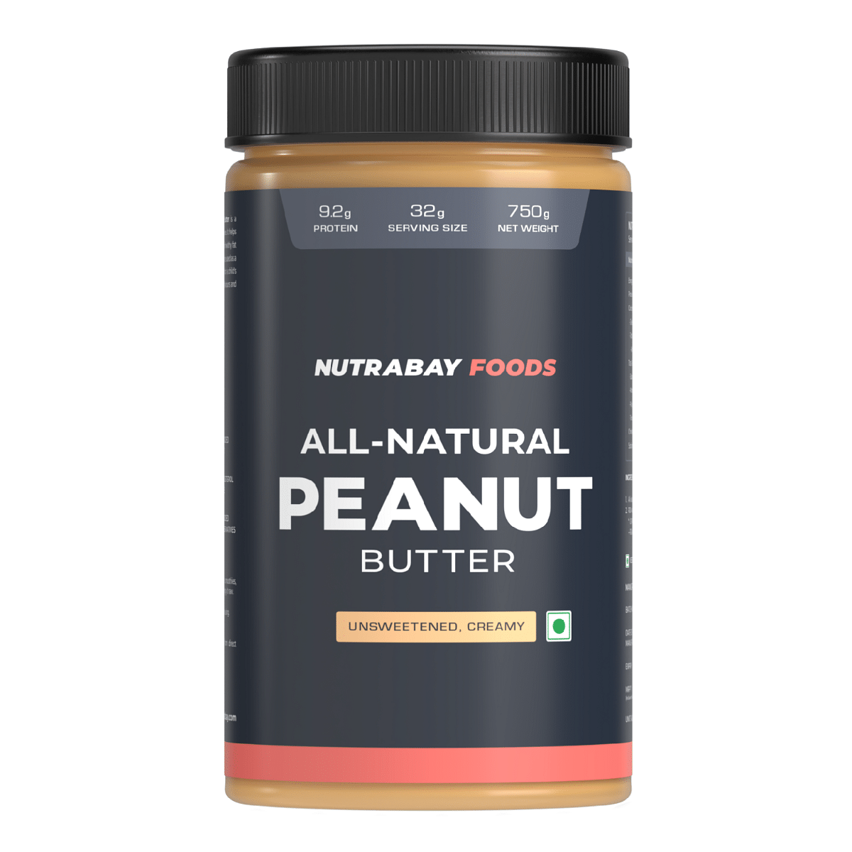 

Nutrabay Foods All-Natural Peanut Butter (Creamy) - Unsweetened, 750G | 100% Roasted Peanuts, 28G Protein, Zero Cholesterol, Vegan, Gluten Free, No...