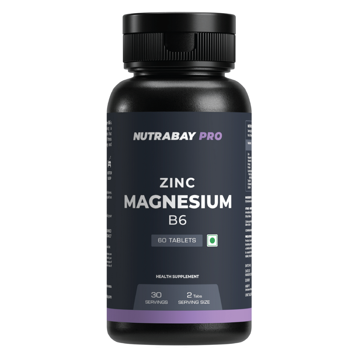 

Nutrabay Pro Zinc Magnesium with Vitamin B6 (ZMA), Restful Sleep, Anti Stress & Anxiety Relief supplement for Men & Women - 60 Veg Tablets