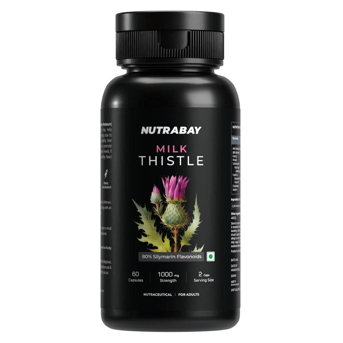 

Nutrabay Wellness Milk Thistle Extract (80% Silymarin Marianum) | Improves Digestion, Liver Detox & Cleanse For Men & Women, Liver Support Suppleme...