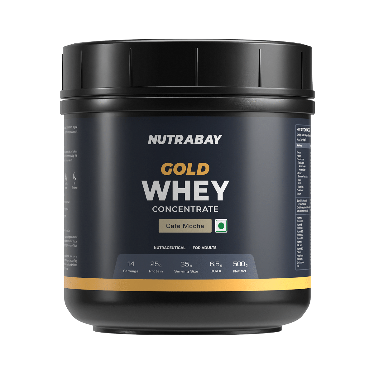 

Nutrabay Gold 100% Whey Protein Concentrate with Digestive Enzymes - 25g Protein | Protein Powder for Muscle Support & Recovery - Café Mocha, 500g