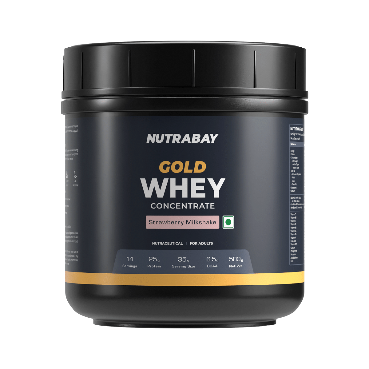 Nutrabay Gold 100% Whey Protein Concentrate with Digestive Enzymes - 25g Protein | Protein Powder for Muscle Support & Recovery - Strawberry Milkshake-image-4