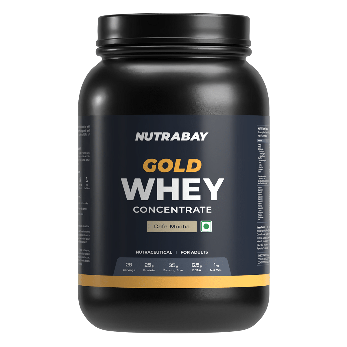 

Nutrabay Gold 100% Whey Protein Concentrate with Digestive Enzymes - 25g Protein | Protein Powder for Muscle Support & Recovery - Café Mocha, 1 kg