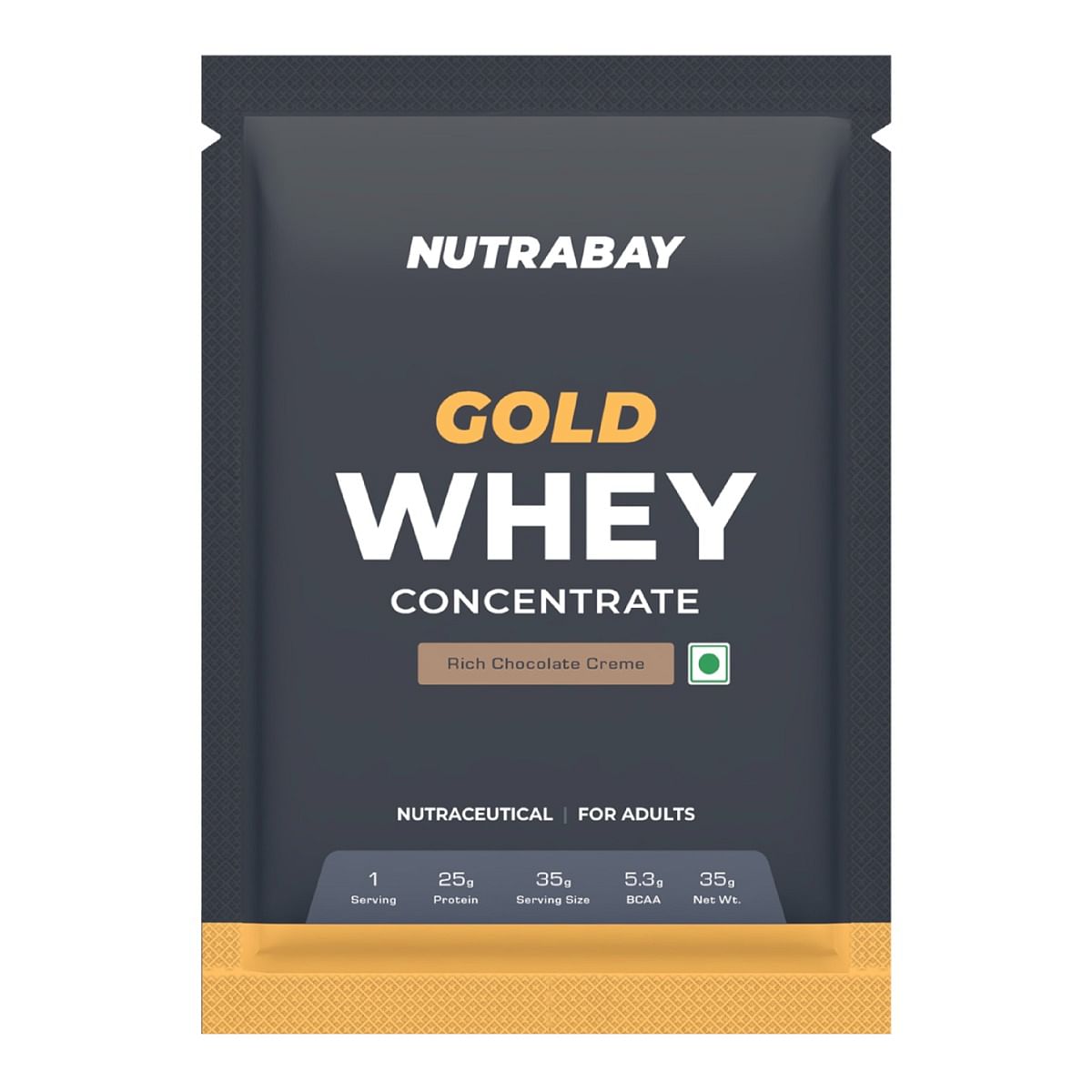 

Nutrabay Gold Whey Protein Concentrate Powder - 35gm, Rich Chocolate Creme | 25g Protein, 5.3g BCAA | Easy to Digest | NABL Lab Tested | Muscle Gro...