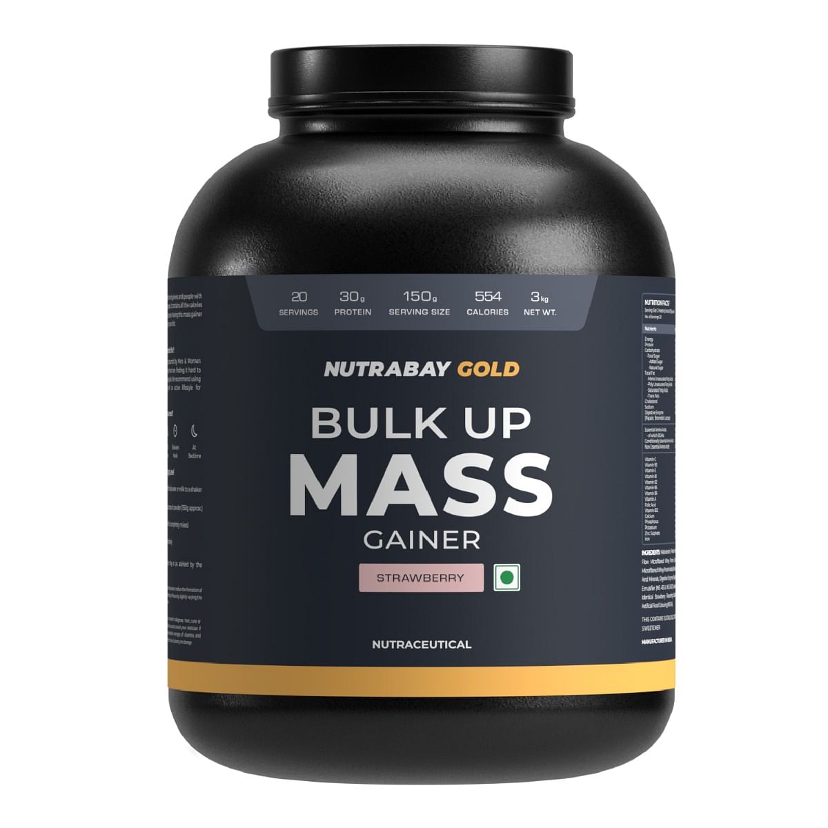 

Nutrabay Gold Bulk Up Mass Gainer, Carbs to Protein Blend (3:1), 30g Protein with Digestive Enzymes, Vitamins & Minerals, Weight Gain Supplement -...