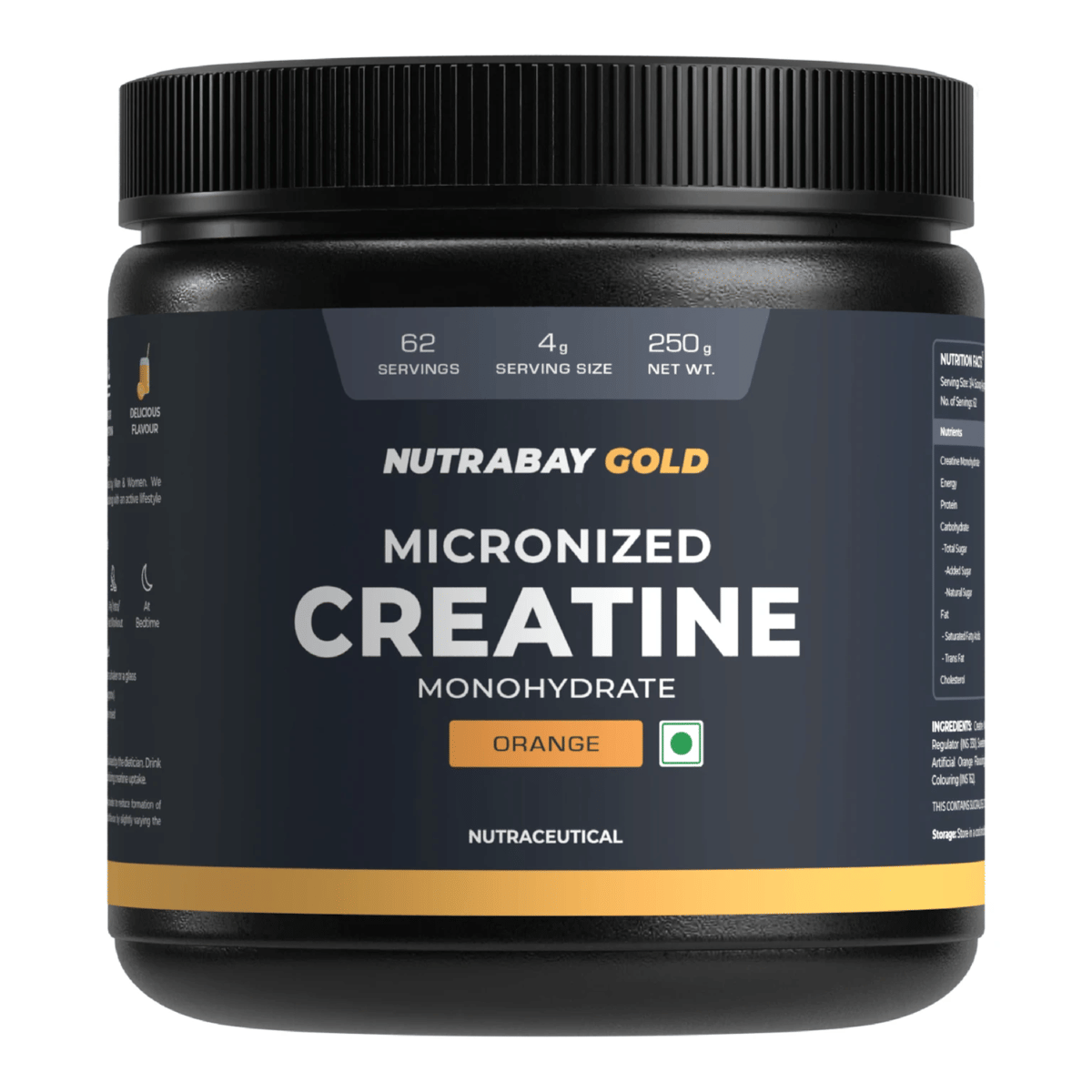 

Nutrabay Gold Micronised Creatine Monohydrate - 250g, Orange Flavor | Pre/Post Workout Supplement, Muscle Repair & Recovery | Supports Performance ...