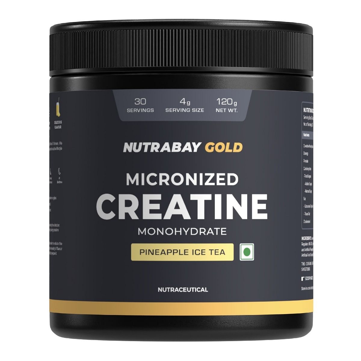 

Nutrabay Gold Micronised Creatine Monohydrate Powder - 120g, Pineapple | NABL Lab Tested | 3g Creatine / Serving | Increases Muscle Mass, Strength ...