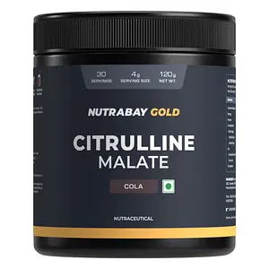 Nutrabay Gold Citrulline Malate 2:1 Supplement Powder - 120g, Cola Flavor | Boosts Nitric Oxide, Pre Workout Amino Acid for Muscle Strength & Endurance