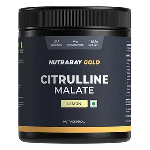 Nutrabay Gold Citrulline Malate 2:1 Supplement Powder - 120g, Lemon Flavor | Boosts Nitric Oxide, Pre Workout Amino Acid for Muscle Strength & Endurance