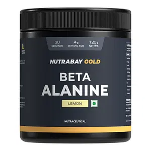 Nutrabay Gold Beta Alanine Supplement Powder - 120g, Lemon Flavor | Pre Workout Amino Acid for Faster Recovery & Endurance