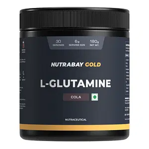 Nutrabay Gold L-Glutamine Supplement Powder - 180g, Cola Flavor | Post Workout Amino Acid for Muscle Growth & Recovery