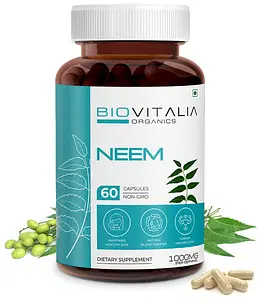 BIOVITALIA ORGANICS Neem Capsules For Maintains Healthy Skin | Support Detoxification | Natural Blood Purifier.  (60 Capsules)