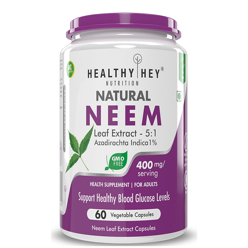 

HealthyHey Nutrition Neem Leaf Extract (Indica), 60 Veg. Capsules - Natures Miracle Detoxifying Agent. Promotes Healthy Respiratory, Digestive and ...