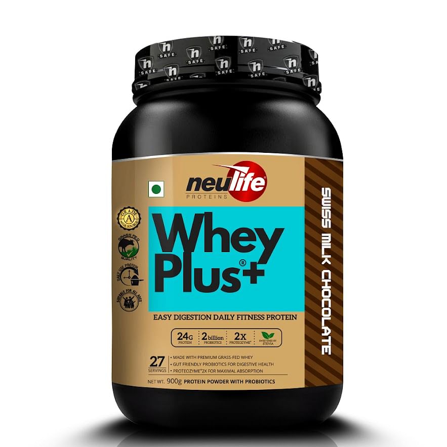 

NEULIFE WHEYPLUS Gut-friendly Grass-Fed Whey Protein Isolate Blend with Probiotics & Proteozymes 2lbs (Swiss Chocolate)