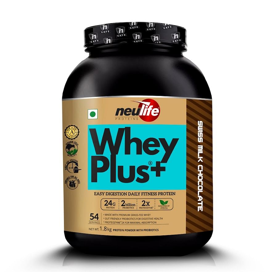 

NEULIFE WHEYPLUS Gut-friendly Grass-Fed Whey Protein Isolate Blend with Probiotics & Proteozymes 4lbs (Swiss Chocolate)