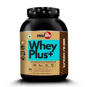 NEULIFE WHEYPLUS Gut-friendly Grass-Fed Whey Protein Isolate Blend with Probiotics & Proteozymes (Swiss Chocolate)