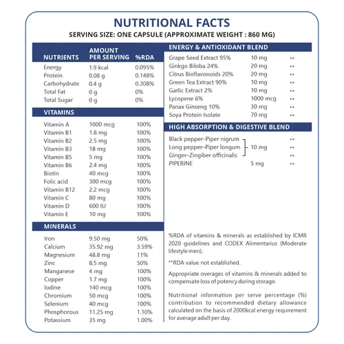 Natures Island Multivitamin For Men - 100% RDA with Calcium ...