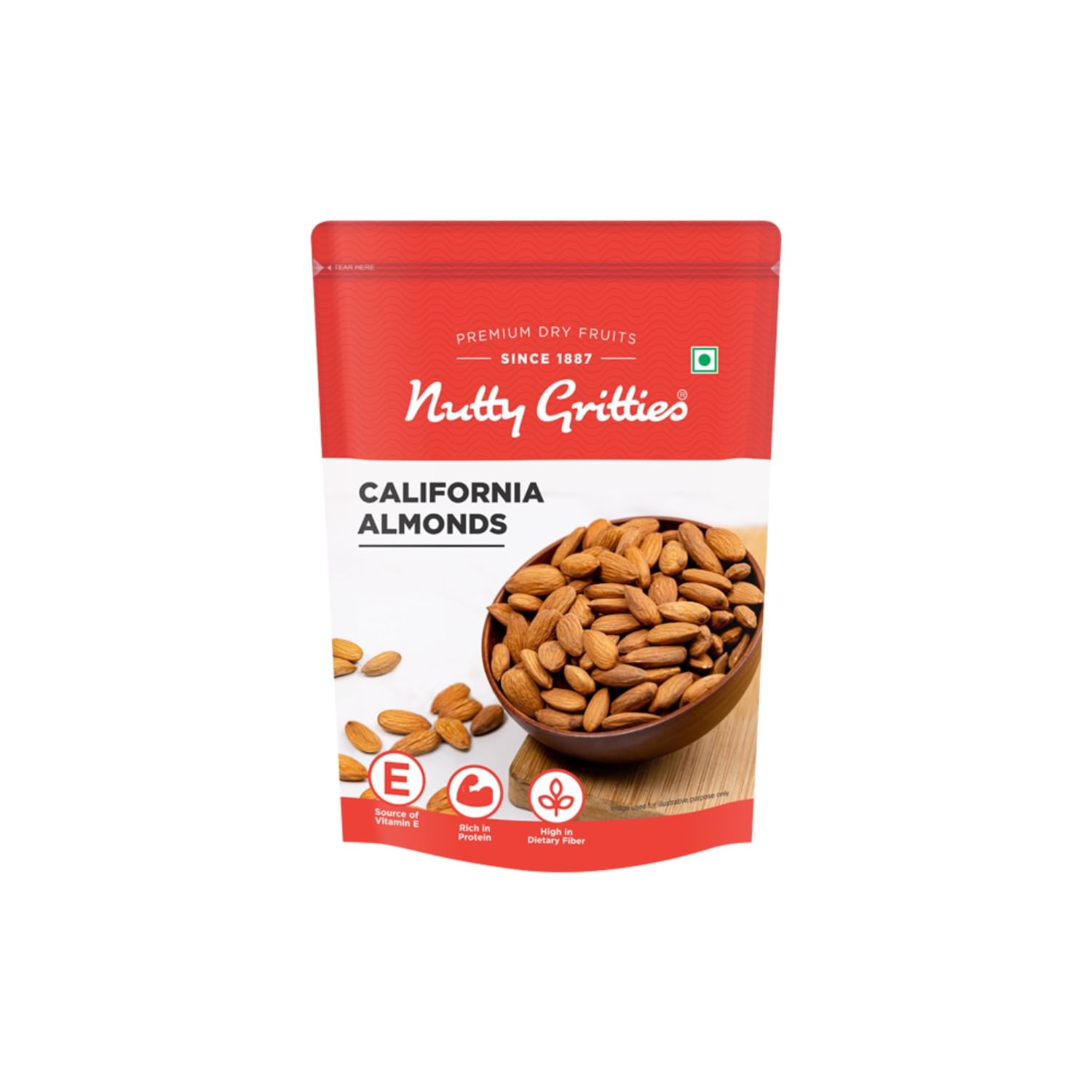 

Nutty Gritties 100% Natural California Almonds, Sanora Variety, 200g (Pack of 2)