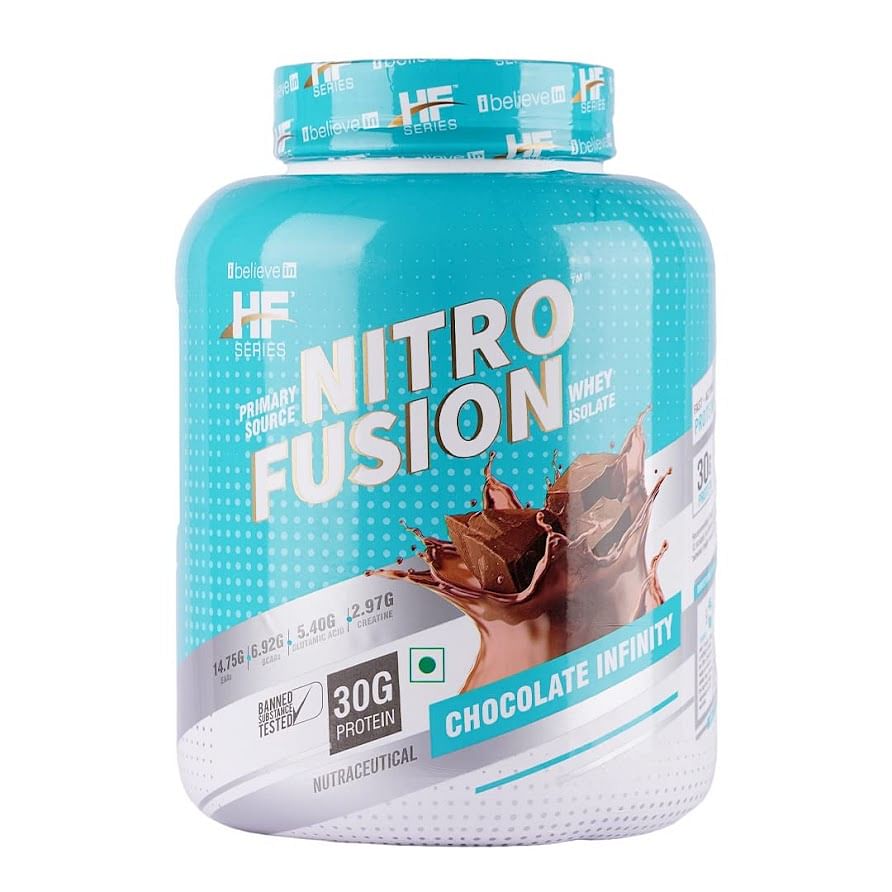 

HF Series Nitro Fusion Whey protein Isolate with Creatine, EAA and glutamine|30G PROTEIN|44 servings|2kg-4.4lbs|Flavour-Chocolate Infinity