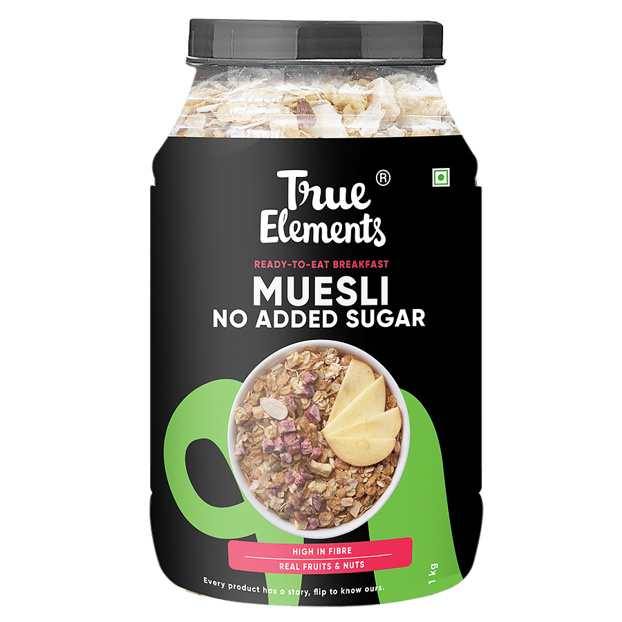 

True Elements Muesli Sugar Free 1kg - No Added Sugar | With 26% Millets | Diet Food for Weight Loss |100% Wholegrain | Breakfast Cereal