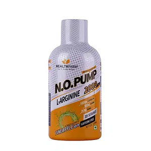 Healthfarm Nitric Oxide Liquid Supplement With L Arginine & L Citrulline for Muscle Growth, Pumps, Vascularity, & Energy -33 servings|450ml