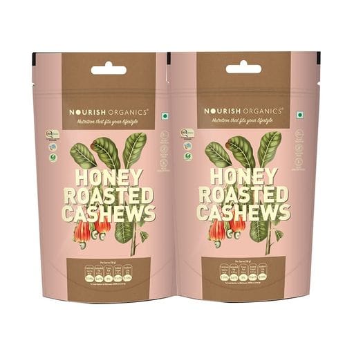Nourish Organics Honey Roasted Cashews, 100g (Pack of 2)