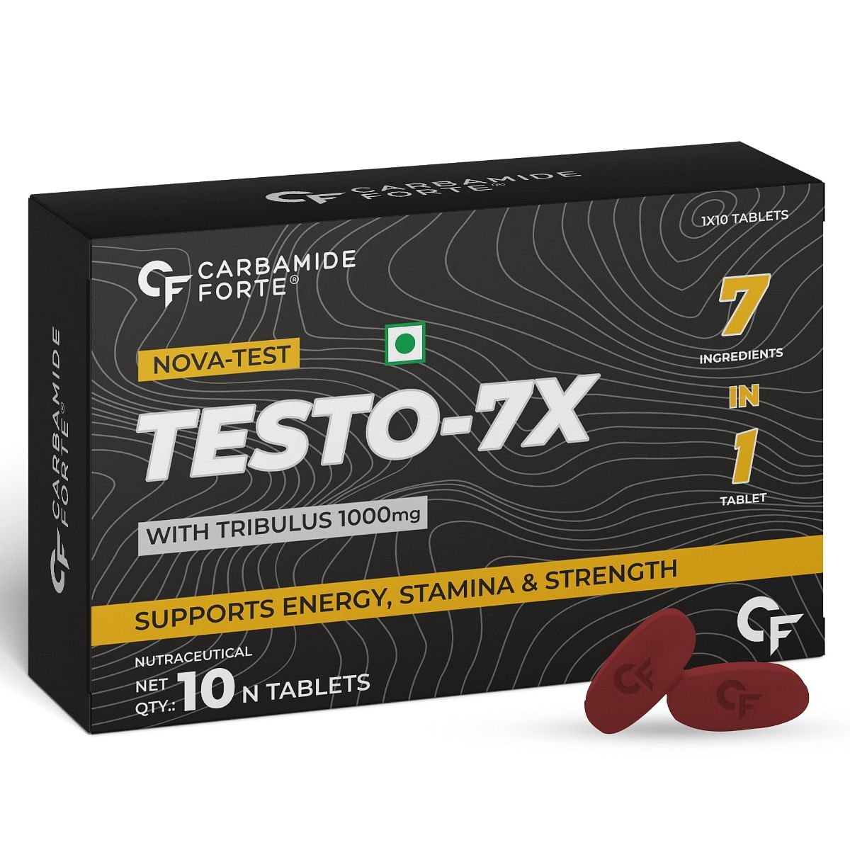 

Carbamide Forte Testosterone Supplement for Men with Tribulus 1000mg, Ashwagandha, L-Citrulline & Kaunch Beej – 10 Veg Tablets