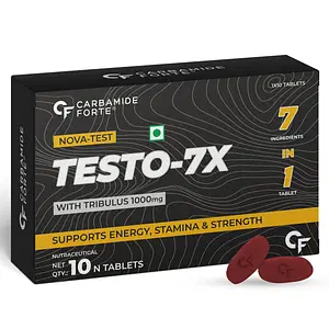 Carbamide Forte Testosterone Supplement for Men with Tribulus 1000mg, Ashwagandha, L-Citrulline & Kaunch Beej – 10 Veg Tablets