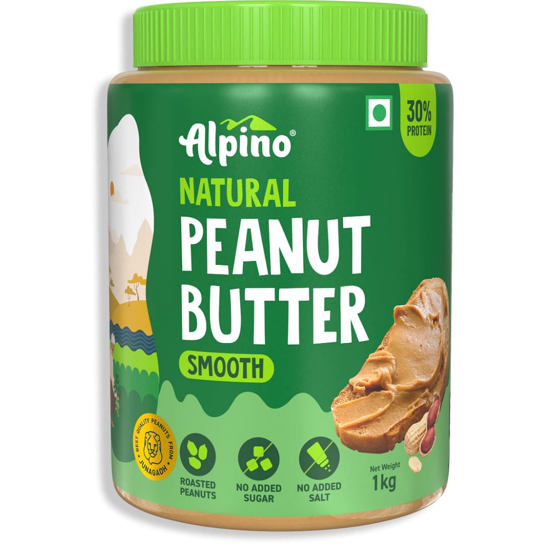 

Alpino Natural Peanut Butter Smooth 1kg | Single Pack | 30% Protein | 100% Roasted Peanuts | No Added Sugar & Salt | Plant Based Protein