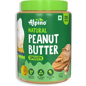 Alpino Natural Peanut Butter Smooth | Unsweetened | 100% Roasted Peanuts | No Added Sugar, Salt, or Hydrogenated Oils | High Protein Peanut Butter Creamy | Gluten-Free | Vegan