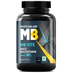 MuscleBlaze MB-Vite Multivitamin with Immunity Boosters and Digestive Enzymes, 100% RDA of Vitamin C, D, Zinc, 60 Tablets