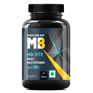 MuscleBlaze MB-Vite Daily Multivitamin with 51 Ingredients & 6 Blends, Vitamins & Minerals, Prebiotic & Probiotics, Amino Acid Blends, for Energy, Stamina & Recovery, 30 Multivitamin Tablets