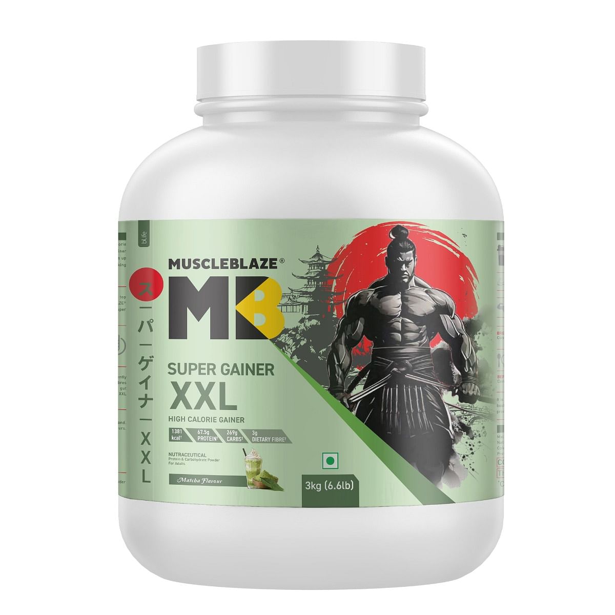 

MuscleBlaze Super Gainer XXL (Matcha, 3kg / 6.6lbs) | Muscle Mass High Protein Gainer