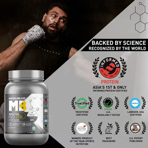 MuscleBlaze Biozyme Iso-Zero, Low Carb, 100% Pure Whey Protein Isolate ...